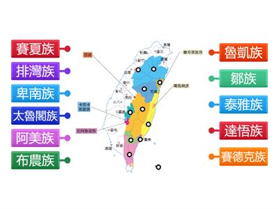 歷史1上CH1 現今官方認定臺灣原住民族十六族傳統分布圖