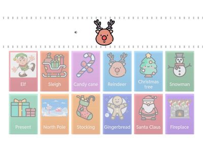 Pop-out craft- Christmas vocabulary match