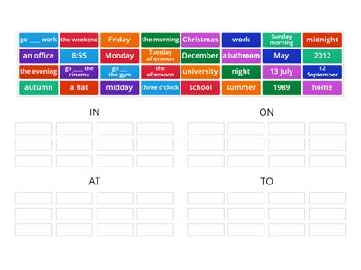 Elem Prepositions at in to on