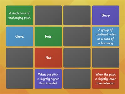 Matching Game Music Vocabulary Week 2