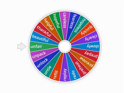Spin the Wheel Prefixes/Suffixes