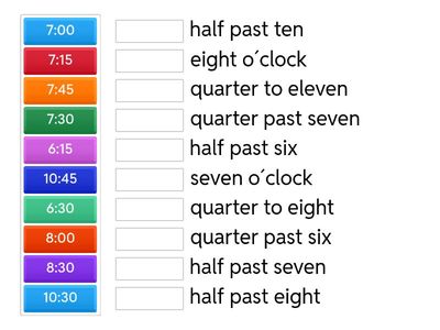 The time - quarter past, half past