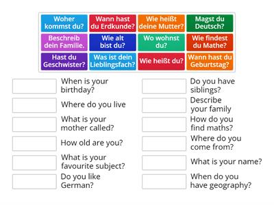 Key questions match up - English and German 