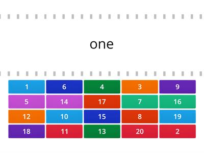 number names and numerals to 20