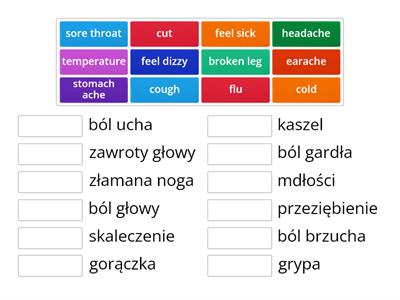 Unit 4 lesson 4 Health problems - polacz w pary