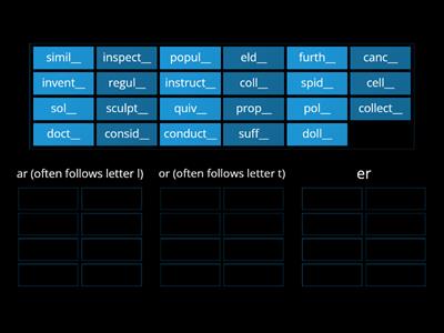 -ar -or -er endings