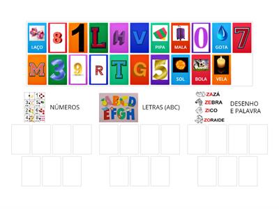 CLASSIFICAÇÃO LETRA/ NÚMERO/ PALAVRA E DESENHO