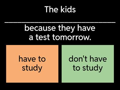 Have to / Don't have to / Has to / Doesn't have to