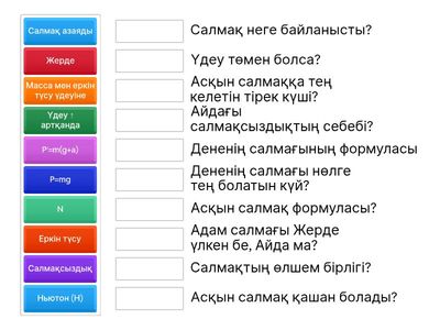  Дененің салмағы, салмақсыздық