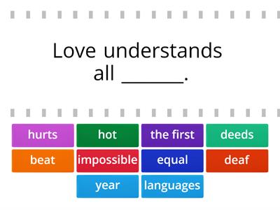 Complete the Valentine`s Day Proverbs (B1)