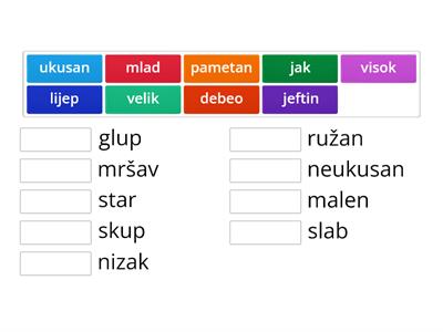 Pridjevi sa suprotnim značenjem (Adjectives with opposite meaning)