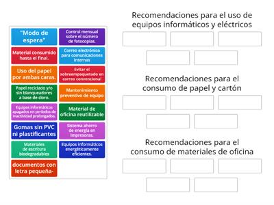 Ordena según corresponda