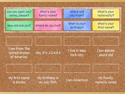 6 se présenter  Match Q and Ans