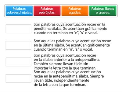 Palabras según su acentuación