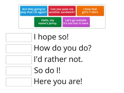 KET Reading 3A Matching Exercise 1