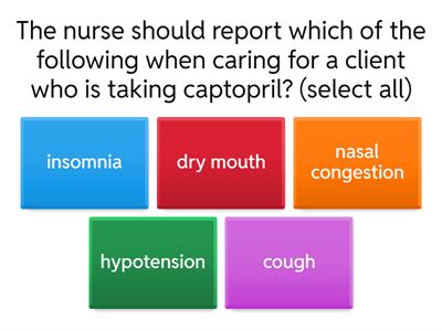 Week 2 Cardiac Medications Quiz