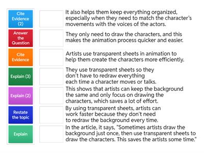 Match the Paragraph -Why would artist use transparent sheets to draw the characters?