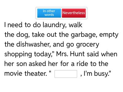 Transitions with conjunctive adverbs