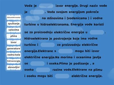 Iskorištavanje energije vode 6 razred Tehnička kultura