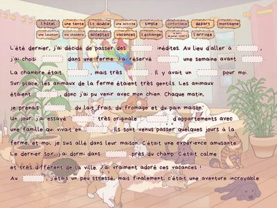 A1 Vacances. Text à completer 