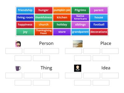 Thanksgiving Noun Sort