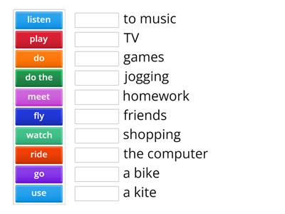 free time activities collocations