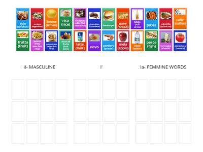 I Cibi- Definite Articles Singular
