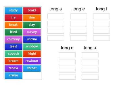 LONG VOWEL SOUND SORT