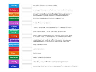 Thinking like a Historian Vocabulary Week 1 (all)