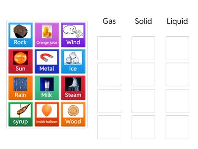 Me 1a Science Solid, Liquid, Gas- Sort