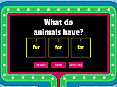 R controlled vowels game show