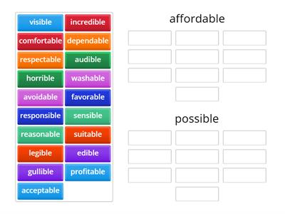 Advanced Suffixes: -able and -ible