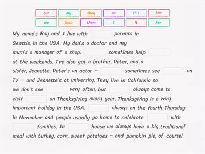 Pronouns (personal, possessive and object)