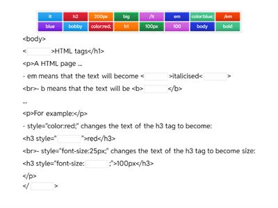 Yr 8 - HTML Tags 
