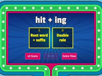 Reading Rev week 11: Doubling Suffix Rule  word sort gameshow quiz 