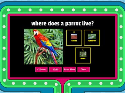 Animal habitats gameshow quiz