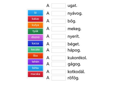 Állatok beszéde - mondatpótlás