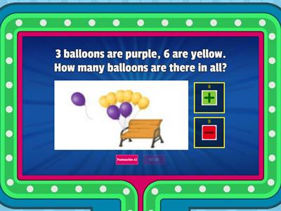 Addition or subtraction problems up to 10