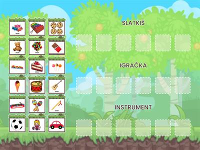 Slatkiši, igračke, muzički instrumenti