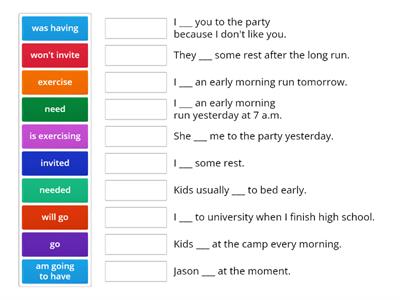 A2 Tenses revision (matching)