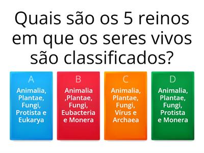 Seres vivos e suas classificações. 