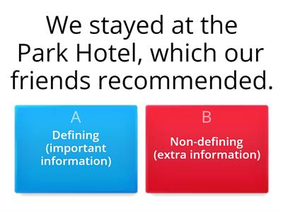 Defining & Non-defining relative clauses