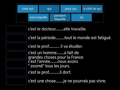 Les pronoms relatifs (match up)