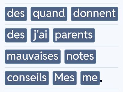 Mes Parents- A  Attention: Sometimes , there are two sentences in a strip.