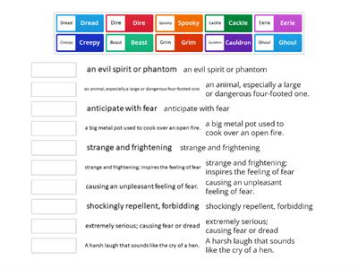 Halloween Vocabulary Set 1 Crossword