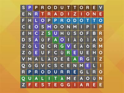 prodotti e feste. Trova le 10 parole nescoste. STHR