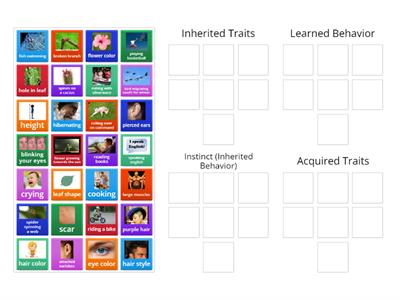 Inherited Traits, Acquired Traits, Instinct or Learned Behavior