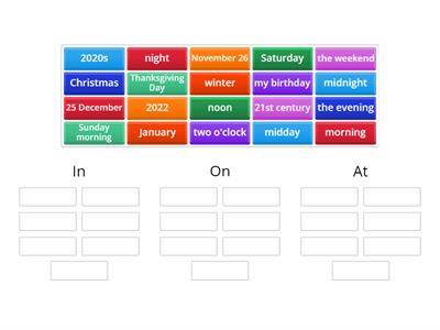 English File Elementary 4B Time Prepositions: In, On, At