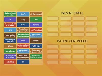 PRESENT SIMPLE vs CONTINUOUS