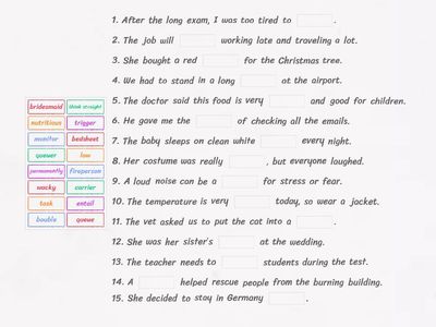 [Dina] Complete the sentences with new words